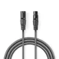 Nedis XLR audiokábel 3 Tűs Dugó - XLR 3 Tűs Aljzat 3m, Szürke (COTH15010GY30)