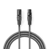 Nedis XLR 3 tűs dugó - XLR 3 tűs aljzat kábel 5m szürke (COTH15010GY50)