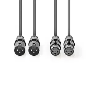   Nedis 2x XLR 3 pólusú hosszabbító kábel 1.5m (COTH15030GY15)