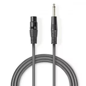   Nedis XLR anya - Jack 6.35 dugó mono audio kábel 1.5m (COTH15120GY15)