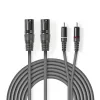 Nedis 2x XLR 3 pólusú dugó - 2x RCA dugó kábel 3m (COTH15210GY30)