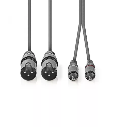 Nedis 2x XLR 3 pólusú dugó - 2x RCA dugó kábel 3m (COTH15210GY30)