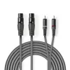 Nedis 2x XLR 3 pólusú aljzat - 2x RCA dugó kábel 1.5m (COTH15230GY15)