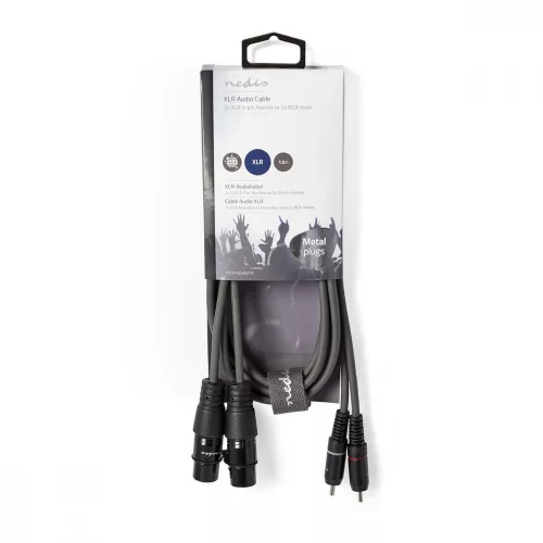 Nedis 2x XLR 3 pólusú aljzat - 2x RCA dugó kábel 1.5m (COTH15230GY15)
