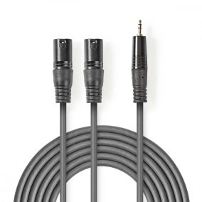   Nedis 2x XLR apa - Jack 3.5 stereo apa kábel 1.5m (COTH15310GY15)