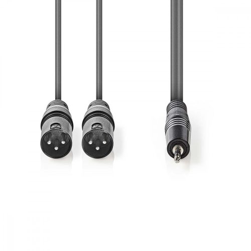 Nedis 2x XLR apa - Jack 3.5 stereo apa kábel 1.5m (COTH15310GY15)