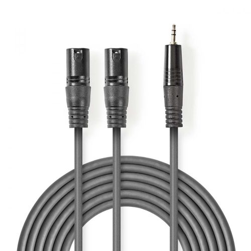 Nedis 2db XLR 3 tűs dugó - 3.5 mm-es dugó audio kábel 3m szürke (COTH15310GY30)