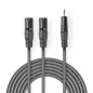   Nedis 2db XLR 3 tűs dugó - 3.5 mm-es dugó audio kábel 3m szürke (COTH15310GY30)