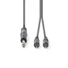 Nedis sztereó Jack 6.35" - 2x RCA 1.5m kábel (COTH23300GY15)