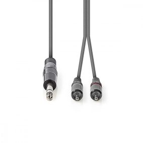 Nedis sztereó Jack 6.35" - 2x RCA 1.5m kábel (COTH23300GY15)