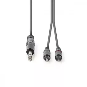 Nedis sztereó Jack 6.35" - 2x RCA 1.5m kábel (COTH23300GY15)