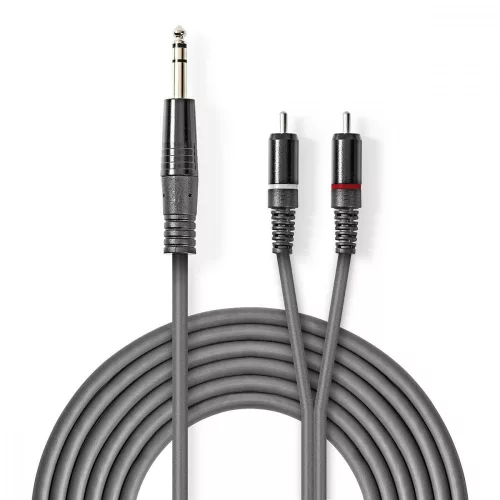 Nedis sztereó Jack 6.35" - 2x RCA 1.5m kábel (COTH23300GY15)
