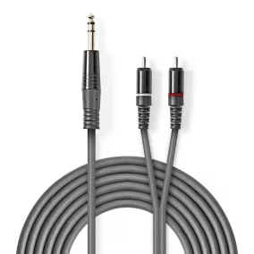 Nedis sztereó Jack 6.35" - 2x RCA 3m kábel (COTH23300GY30)