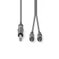 Nedis sztereó Jack 6.35" - 2x RCA 3m kábel (COTH23300GY30)