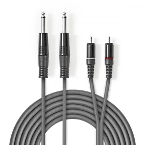   Nedis 2x 6.35mm jack monó dugó - 2x RCA monó dugó 1.5m (COTH23320GY15)