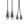 Nedis 2x 6.35mm jack monó dugó - 2x RCA monó dugó 1.5m (COTH23320GY15)