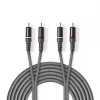 Nedis Sztereó audiokábel 2 db RCA - 2 db RCA 1.5m, Szürke (COTH24200GY15)