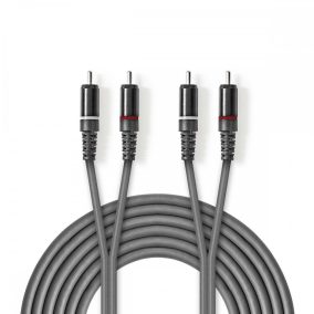   Nedis Sztereó audiokábel 2 db RCA - 2 db RCA 1.5m, Szürke (COTH24200GY15)
