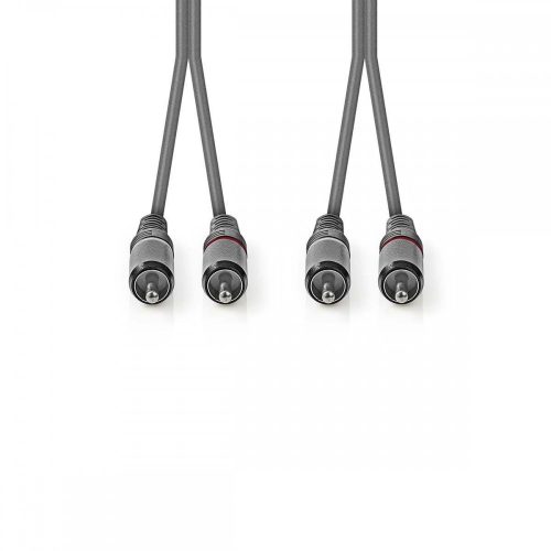 Nedis Sztereó audiokábel 2 db RCA - 2 db RCA 1.5m, Szürke (COTH24200GY15)