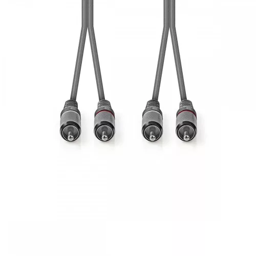 Nedis Sztereó audiokábel 2 db RCA - 2 db RCA 1.5m, Szürke (COTH24200GY15)