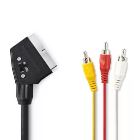   Nedis SCART dugó - 3db RCA dugó kapcsolható SCART kábel 1m (CVGP31130BK10)