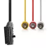 Nedis SCART dugó - 3db RCA dugó kapcsolható SCART kábel 1m (CVGP31130BK10)