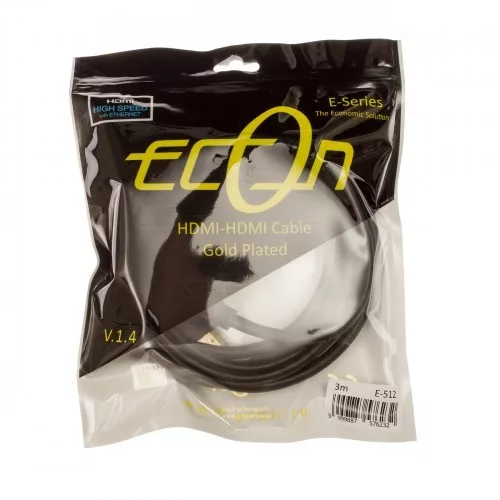 Econ HDMI kábel 3m aranyozott 1.4 Ethernet (E-512)