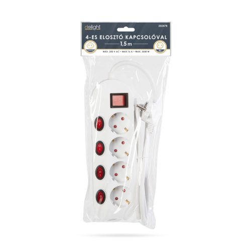 Delight 4-es elosztó túláram védelemmel (20247)