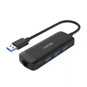 Unitek Prémium HUB 3db USB 3.0 5 Gbps, 1db Lan portos, fekete (H1111A)
