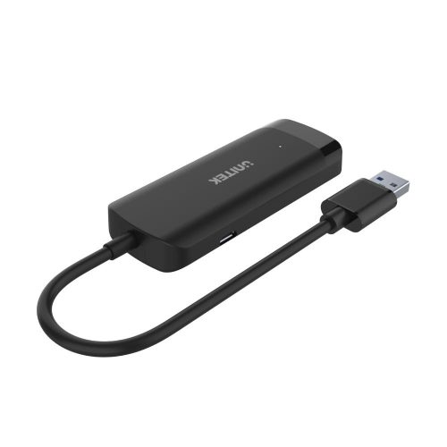 Unitek Prémium HUB 3db USB 3.0 5 Gbps, 1db Lan portos, fekete (H1111A)
