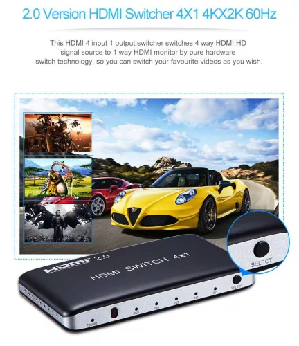 Premiumcord 4 portos 4K 60Hz HDMI switch (KHSWIT41F)
