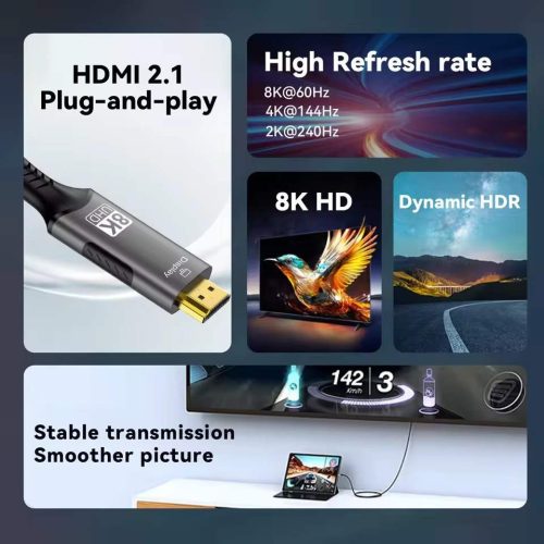 Premiumcord Displayport 1.4 - HDMI 2.1 8K 60Hz kábel 2m (KPORTADK06-02)
