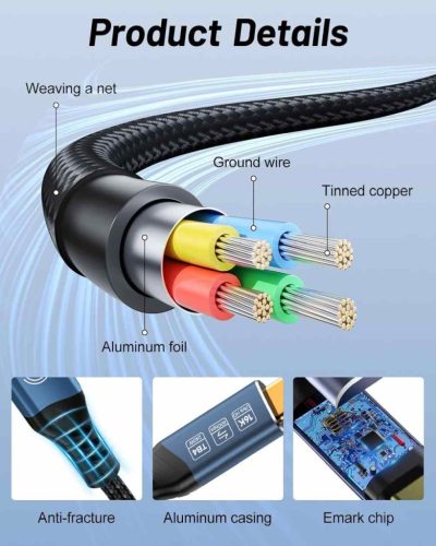 PremiumCord USB4 240W 16K 60Hz 80Gbps 90 fokos kábel 1.2m (KU4CB12)