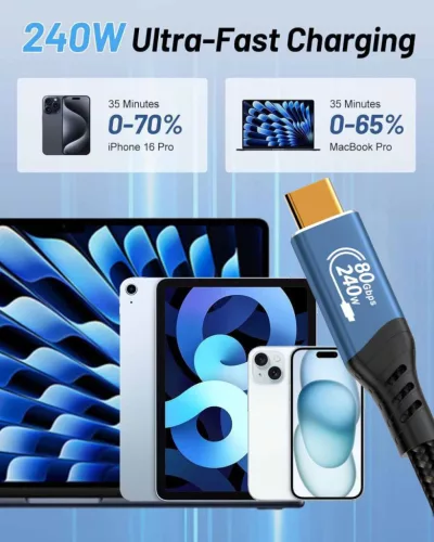PremiumCord USB4 240W 16K 60Hz 80Gbps 90 fokos kábel 1.2m (KU4CB12)