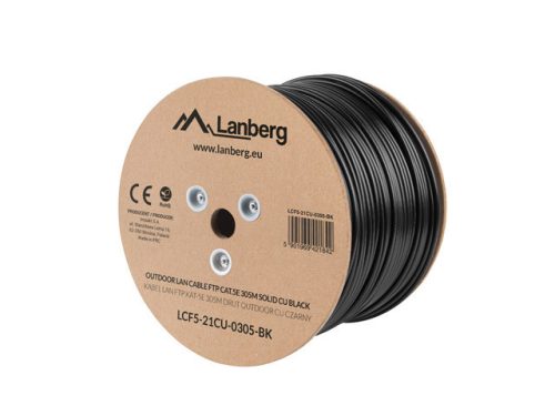 Lanberg FTP kültéri dobozos kábel 305m CAT5e 100% réz (LCF5-21CU-0305-BK)