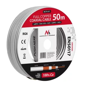 Maclean RG6 koax kábel 50m 100% réz (MCTV-471)