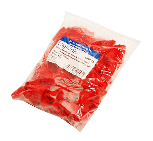 Logilink RJ45 UTP törésgátló, 100db, piros (MP0010)