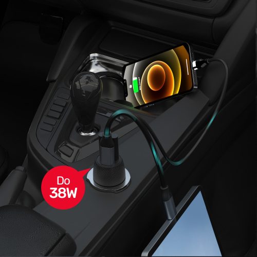 Unitek autós USB gyortöltő 38W QC 3.0 (P1400A)