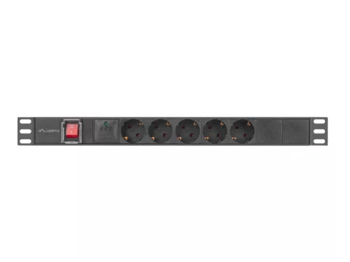 Lanberg rack-be szerelhető hálózati elosztó 5 utas 2m (PDU-05F-0200-BK)