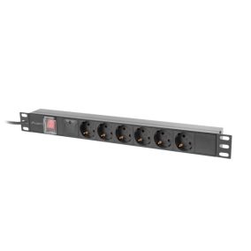   Lanberg rack-be szerelhető hálózati elosztó 6 utas 2m (PDU-06F-0200-BK)