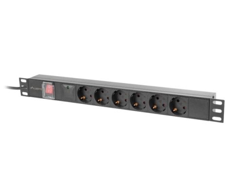 Lanberg rack-be szerelhető hálózati elosztó 6 utas 2m (PDU-06F-0200-BK)