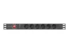 Lanberg rack-be szerelhető hálózati elosztó 6 utas 2m (PDU-06F-0200-BK)