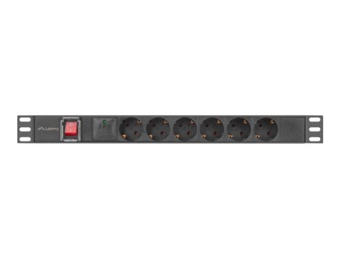 Lanberg rack-be szerelhető hálózati elosztó 6 utas 2m (PDU-06F-0200-BK)