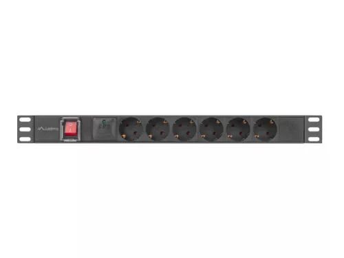 Lanberg rack-be szerelhető hálózati elosztó 6 utas 2m (PDU-06F-0200-BK)