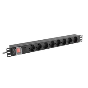 Lanberg rack-be szerelhető hálózati elosztó 7 utas 2m (PDU-07F-0200-BK)