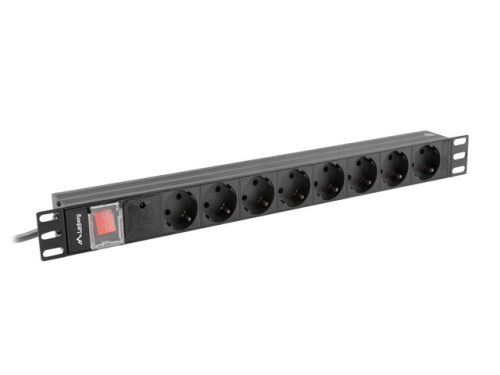 Lanberg rack-be szerelhető hálózati elosztó 7 utas 2m (PDU-07F-0200-BK)