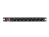 Lanberg rack-be szerelhető hálózati elosztó 7 utas 2m (PDU-07F-0200-BK)