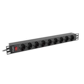   Lanberg rack-be szerelhető hálózati elosztó 9 utas 3m (PDU-09F-0300-BK)