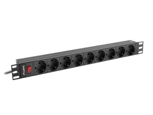 Lanberg rack-be szerelhető hálózati elosztó 9 utas 3m (PDU-09F-0300-BK)