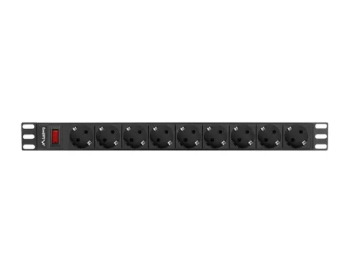 Lanberg rack-be szerelhető hálózati elosztó 9 utas 3m (PDU-09F-0300-BK)